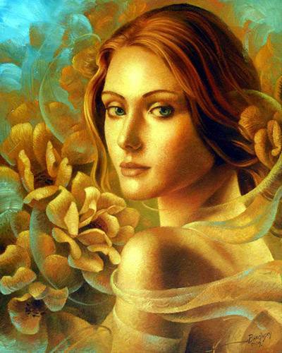 Серия "Она" - цветы, девушка - оригинал