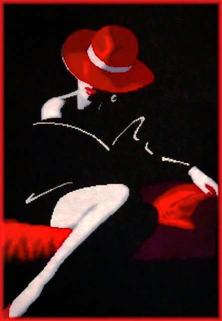 Красивая дама - силуэт, дама, шляпа, женщина, девушка - оригинал