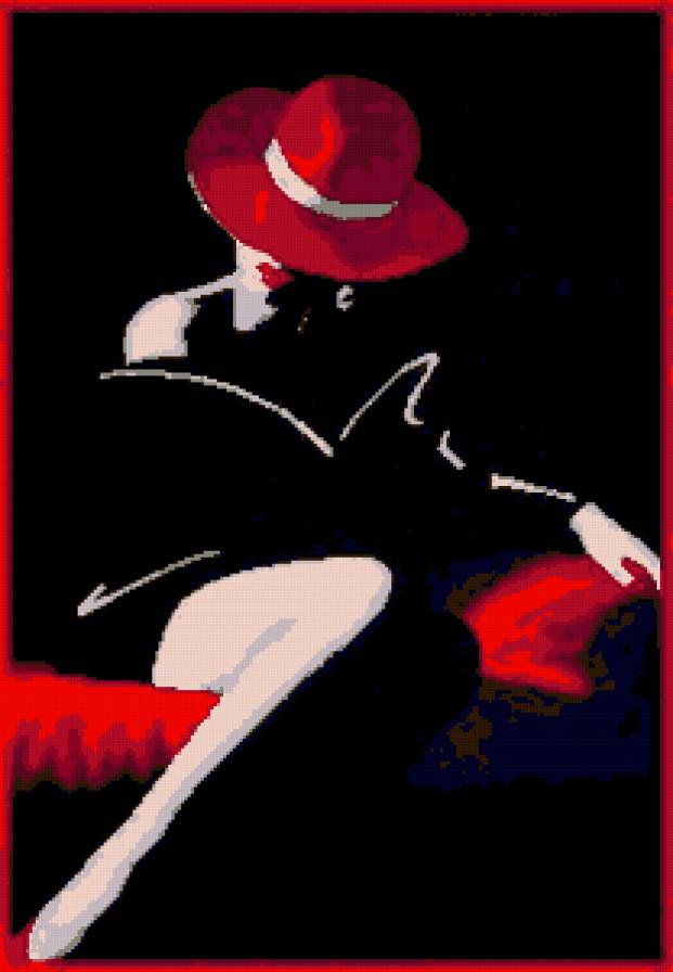 Красивая дама - шляпа, дама, девушка, силуэт, женщина - предпросмотр