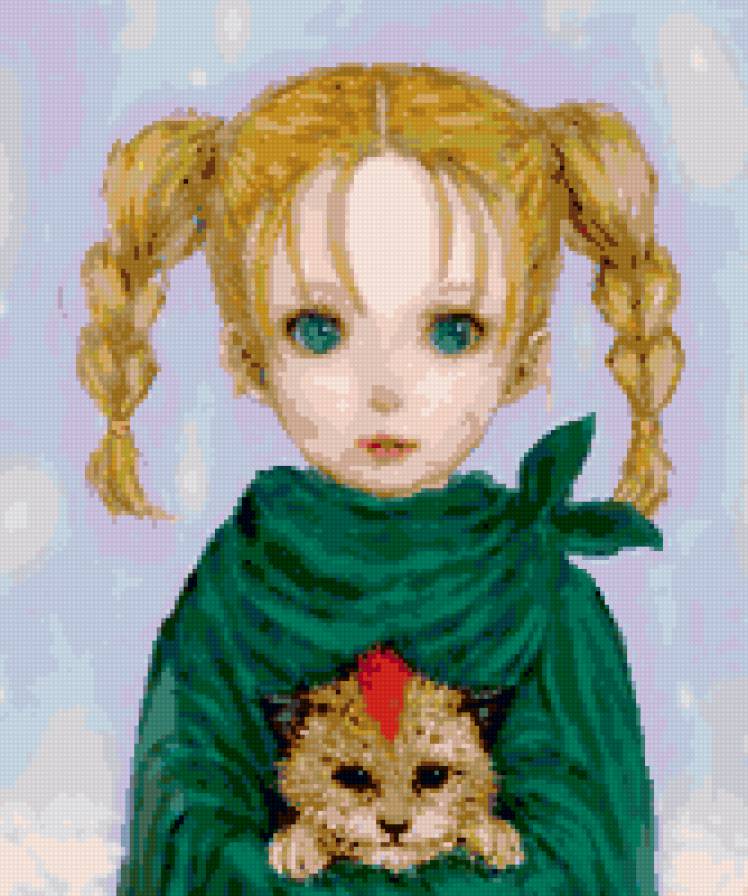 Девочка с котёнком - ребенок, котенок, девочка, малышка - предпросмотр