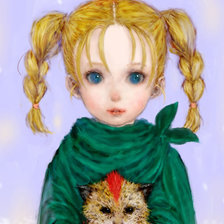 Схема вышивки «Девочка с котёнком»