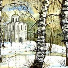 Схема вышивки «Церковь в лесу»