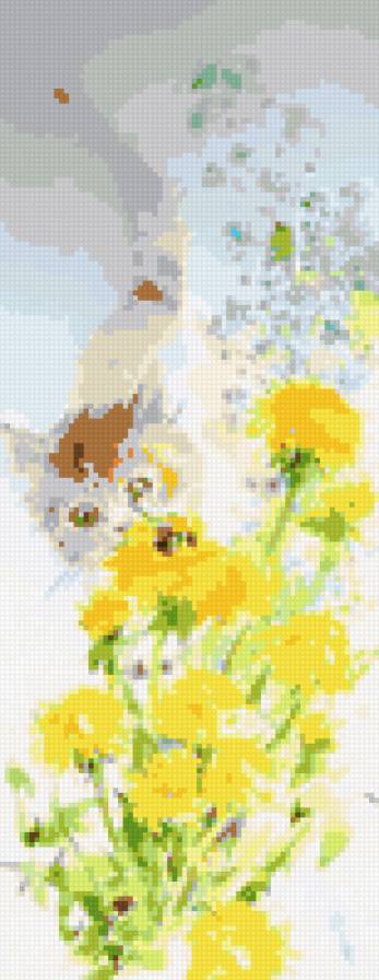 на прогулке Ольга Цурина - одуванчики, кот, цветы, кошка - предпросмотр