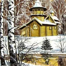 Схема вышивки «Церковь у реки»