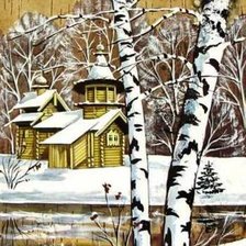 Схема вышивки «Церковь у реки»