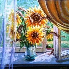 Схема вышивки «Подсолнухи у окна»