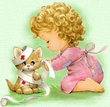 Схема вышивки «Девочка и котенок»