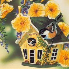 Схема вышивки «Птичий домик»