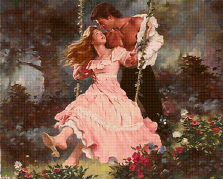 Признание - отношения, качели, признание, пара, любовь, пейзаж, сад, люди - предпросмотр