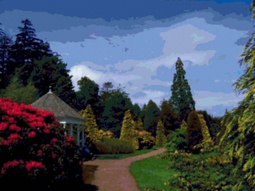 Английский сад - трава, парк, пейзаж, сад, англия, цветы, природа - предпросмотр