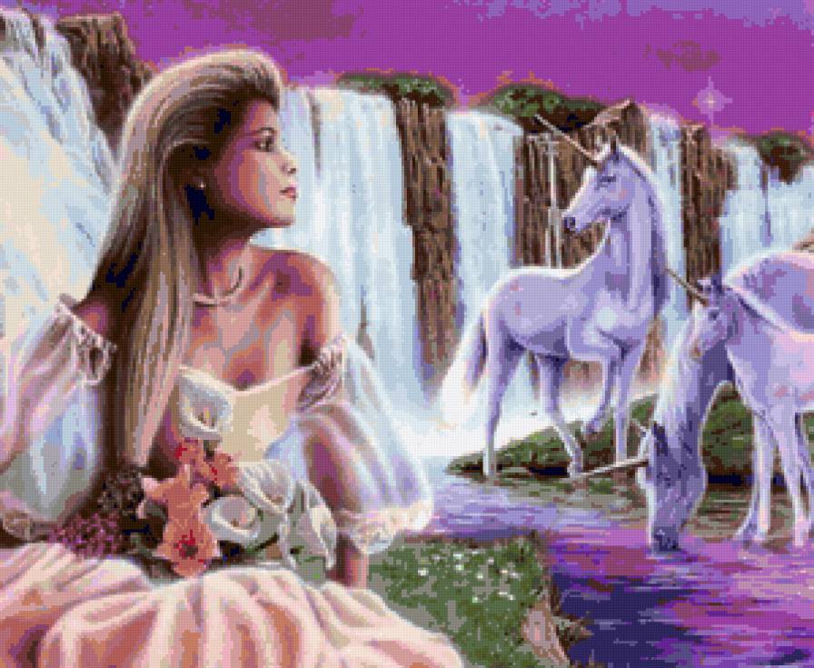 №88338 - животные, девушка, пейзаж, лошади - предпросмотр