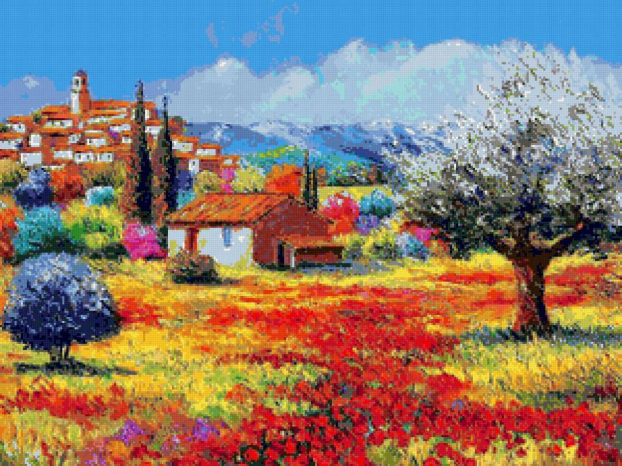 Красота природы - мир красок, небо, природа, лето, пейзаж, живопись - предпросмотр