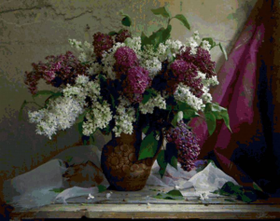 Сирень - букет, цветы в вазе, натюрморт - предпросмотр