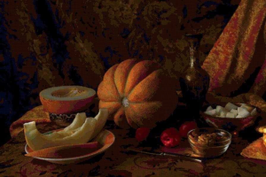 Натюрморт с дыней - натюрморт - предпросмотр