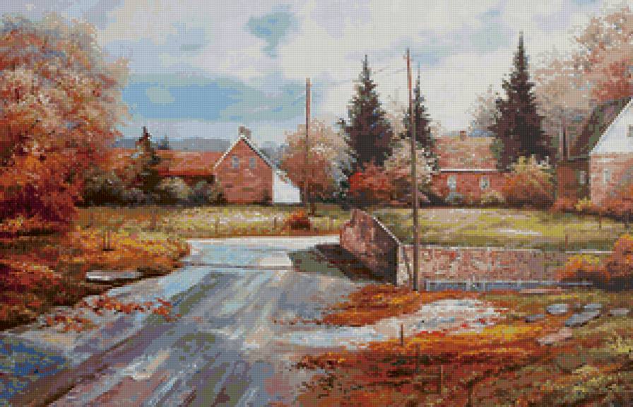 Серия "Пейзаж Осень" - домик, пейзаж, осень - предпросмотр