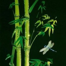 Схема вышивки «Бамбук и стрекоза»