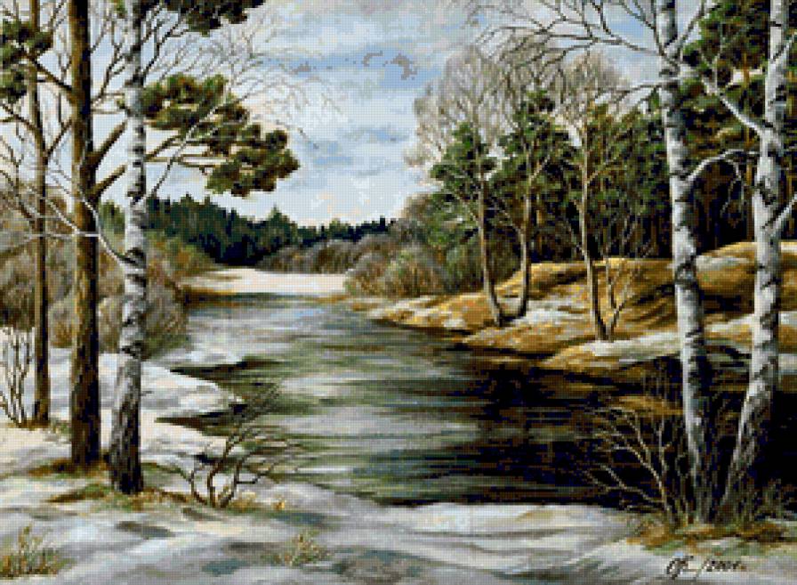 Весна пришла - природа, березки, красота природы, река, пейзаж, лес, весна - предпросмотр