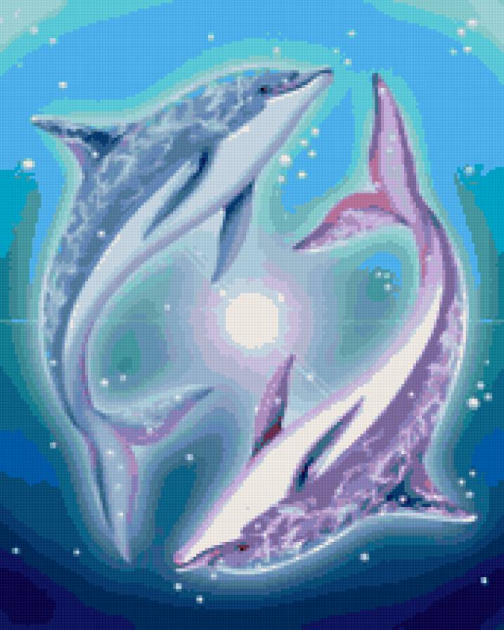 дельфины - море, дельфины - предпросмотр