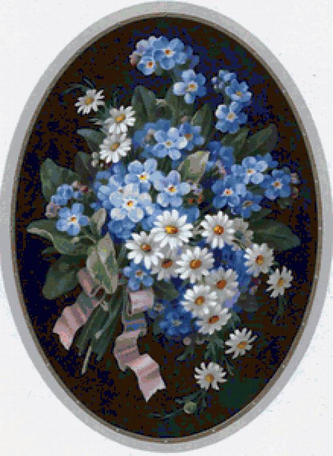 Ромашки и незабудки - ретро, незабудка, ромашка, букет, незабудки, цветы, ромашки - предпросмотр