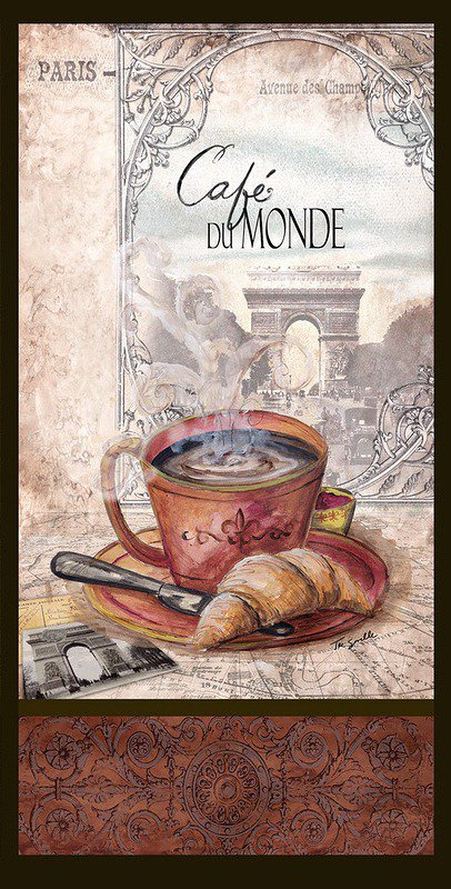 Кофе в Париже - париж, посуда, панно, напиток, эйфелева башня, кофе - оригинал