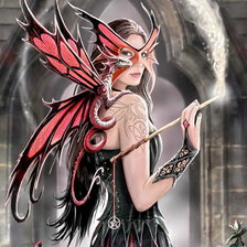 Схема вышивки «девушка и дракончик»