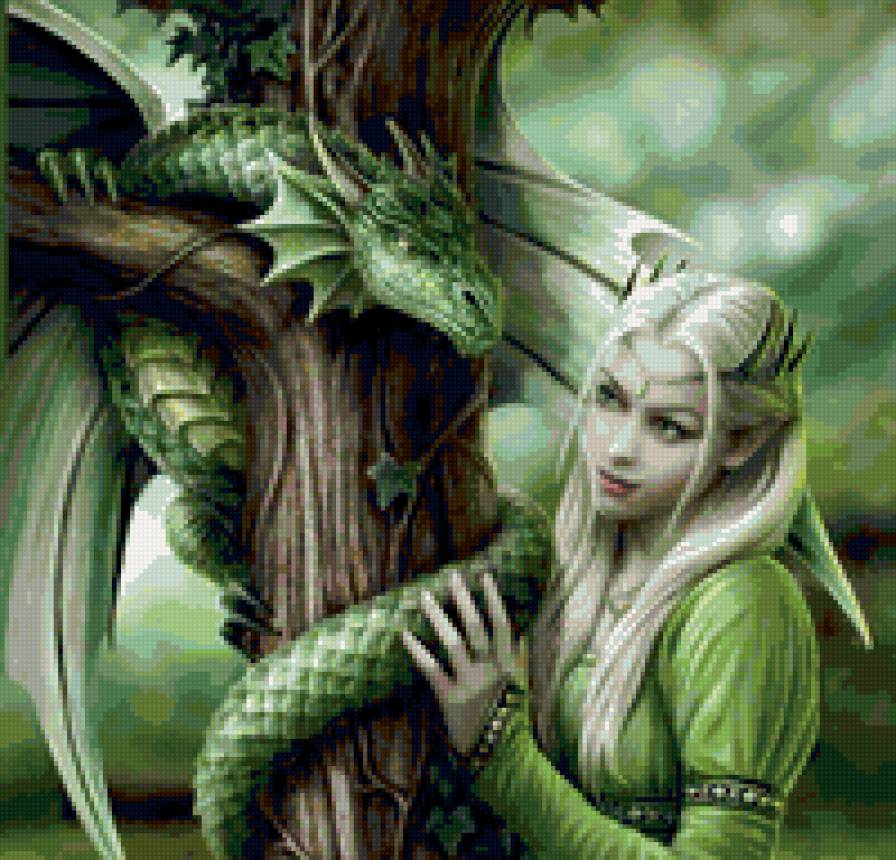 Девушка и дракон - фея, фентези, дракон, девушка, ангел - предпросмотр