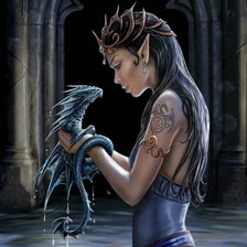 Схема вышивки «девушка и дракончик»