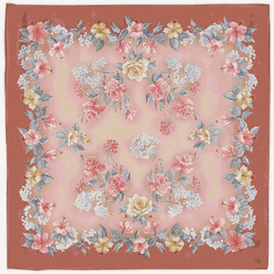 Скатерть - цветы, салфетка - предпросмотр