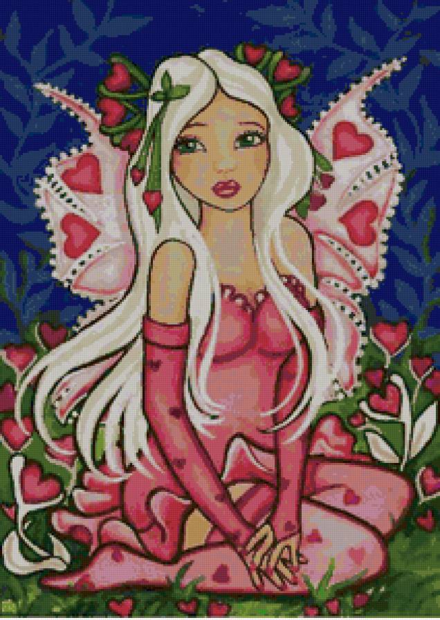 девочка - фентези, бабочка, рисунок - предпросмотр