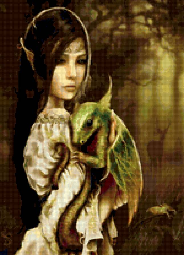 Эльф - ангел, девушка, фея, дракон, эльф, фентези - предпросмотр