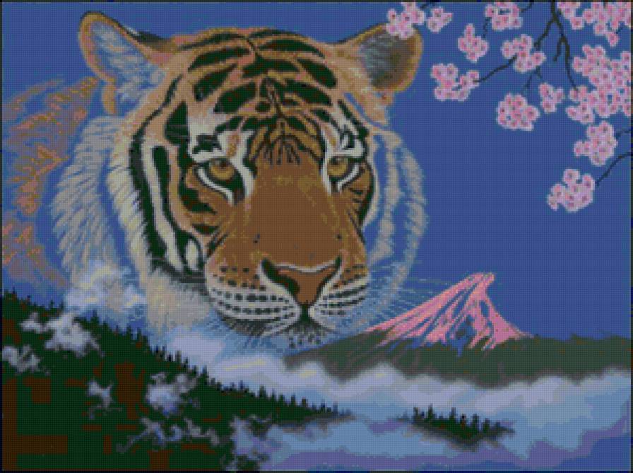 тигр - восток, горы, тигры, хищники, природа, животные, кошки, пейзаж - предпросмотр