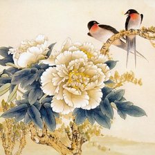 Схема вышивки «пионы из Китая»