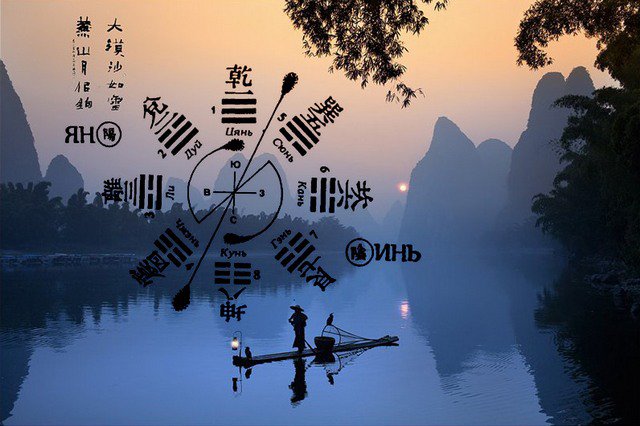 Фен-шуй - восток, пейзаж, природа, фен-шуй, озеро, вечер, вода - оригинал