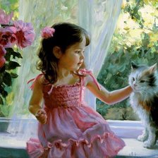 девочка с кошкой