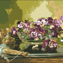 Схема вышивки «Натюрморт с анютиными глазками.»