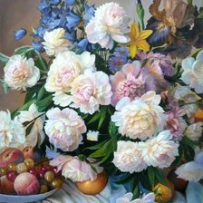 Схема вышивки «Пионы»