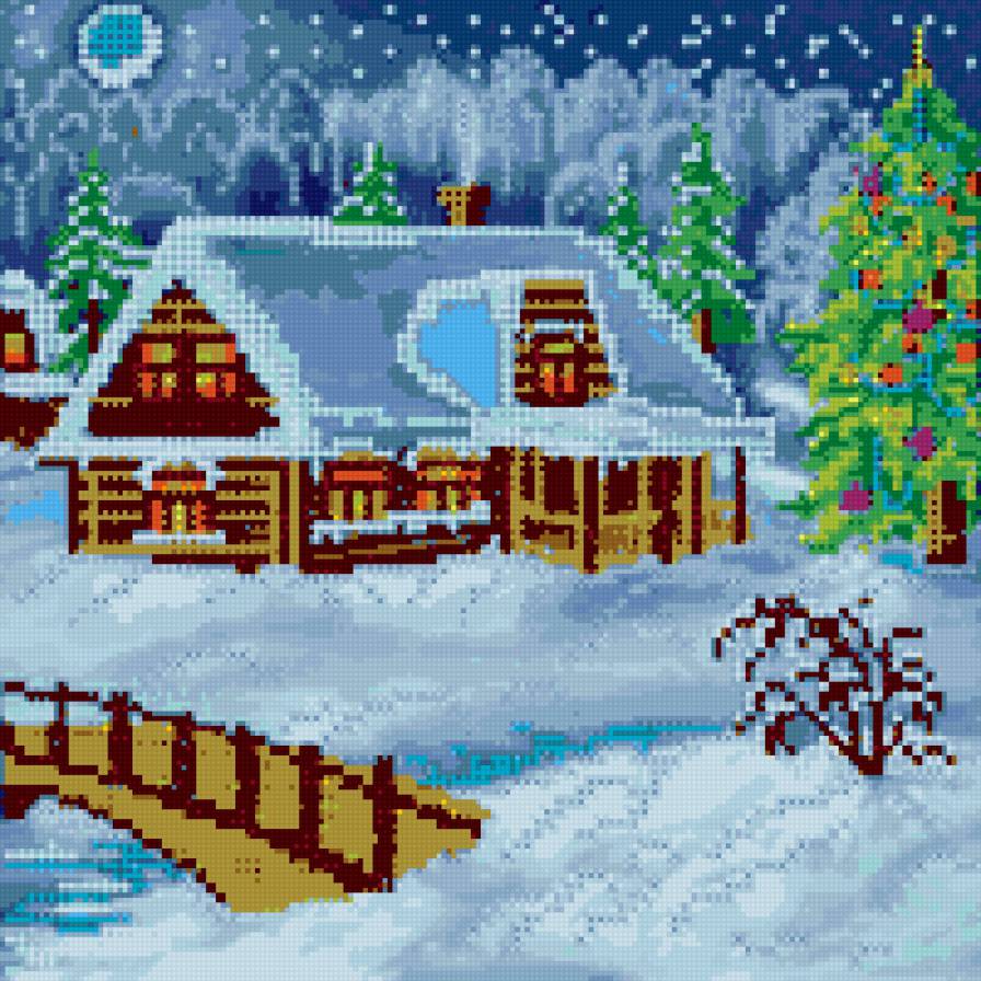 Зима - лес, домик., зима - предпросмотр