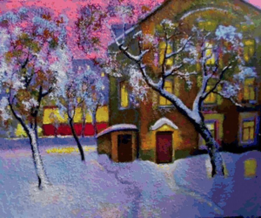 Серия "Пейзаж. Зима" - домик, зима, пейзаж - предпросмотр