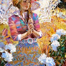 Схема вышивки «Девушка с зонтиком»