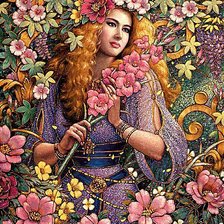 Схема вышивки «девушка в цветах»