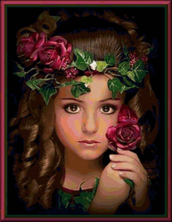 Девочка - живопись, цветы, дети - предпросмотр