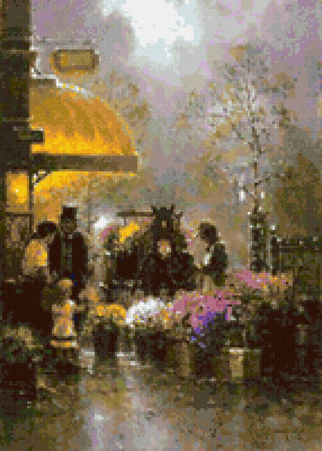 Цветочный рынок - люди, город, цветы - предпросмотр