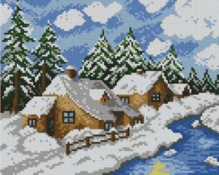 зимушка - пейзаж, зима, природа, деревня - предпросмотр