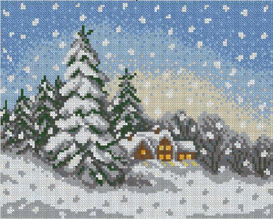 пейзаж - пейзаж, зима, природа, деревня - предпросмотр