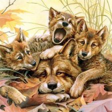 Схема вышивки «Семейство волков»