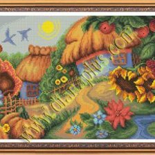 Схема вышивки «веселая хата»