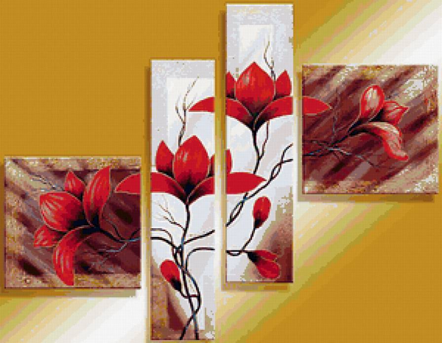 Полиптих "Магнолия" - полиптих, цветы - предпросмотр