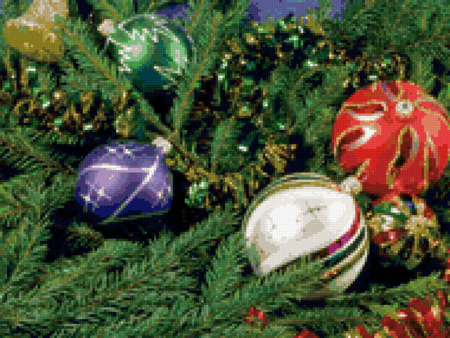 Новогодние шары - праздник, открытка, новогодняя, новый год - предпросмотр