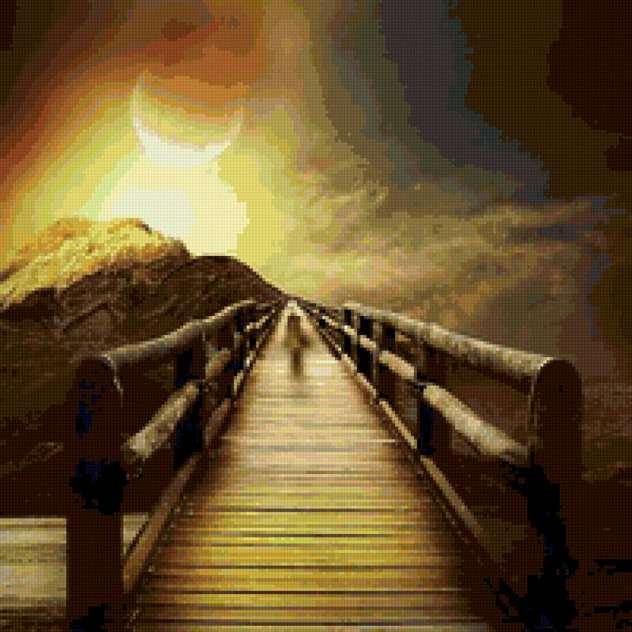 мост на закат - мост, дорога, закат - предпросмотр