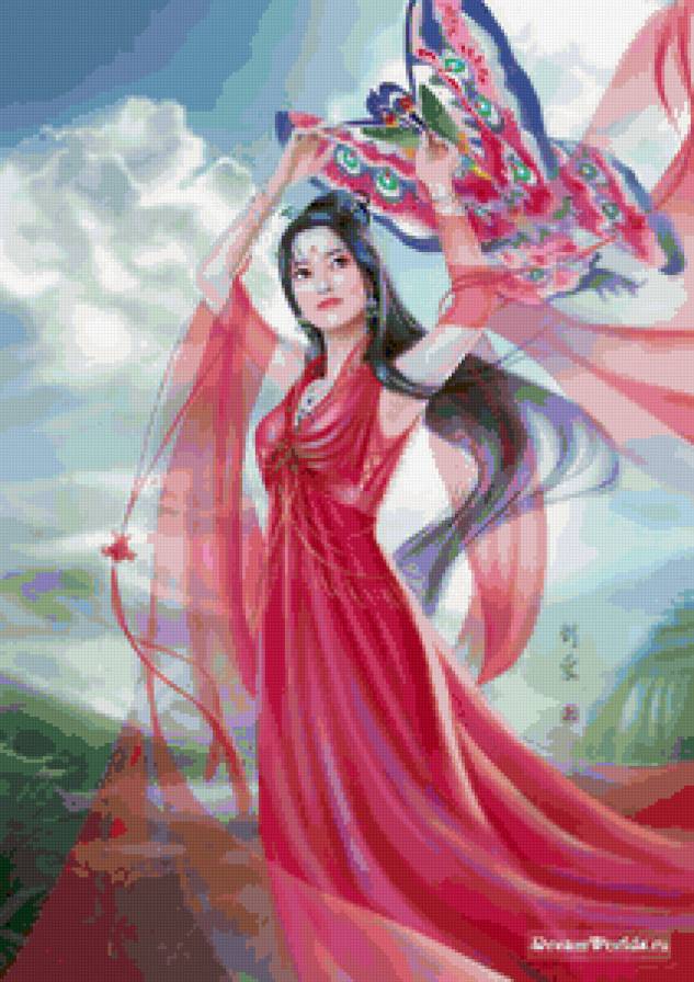 серия "японка" - бабочка, японка, девушка - предпросмотр